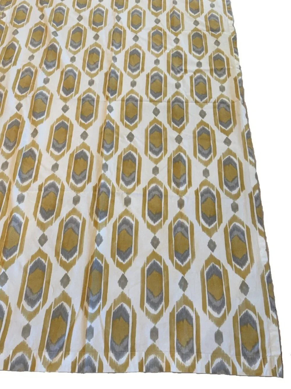 West Elm 2 Curtain Panels Gray Cream Cotton Southwestern Hidden Tab MCM Style